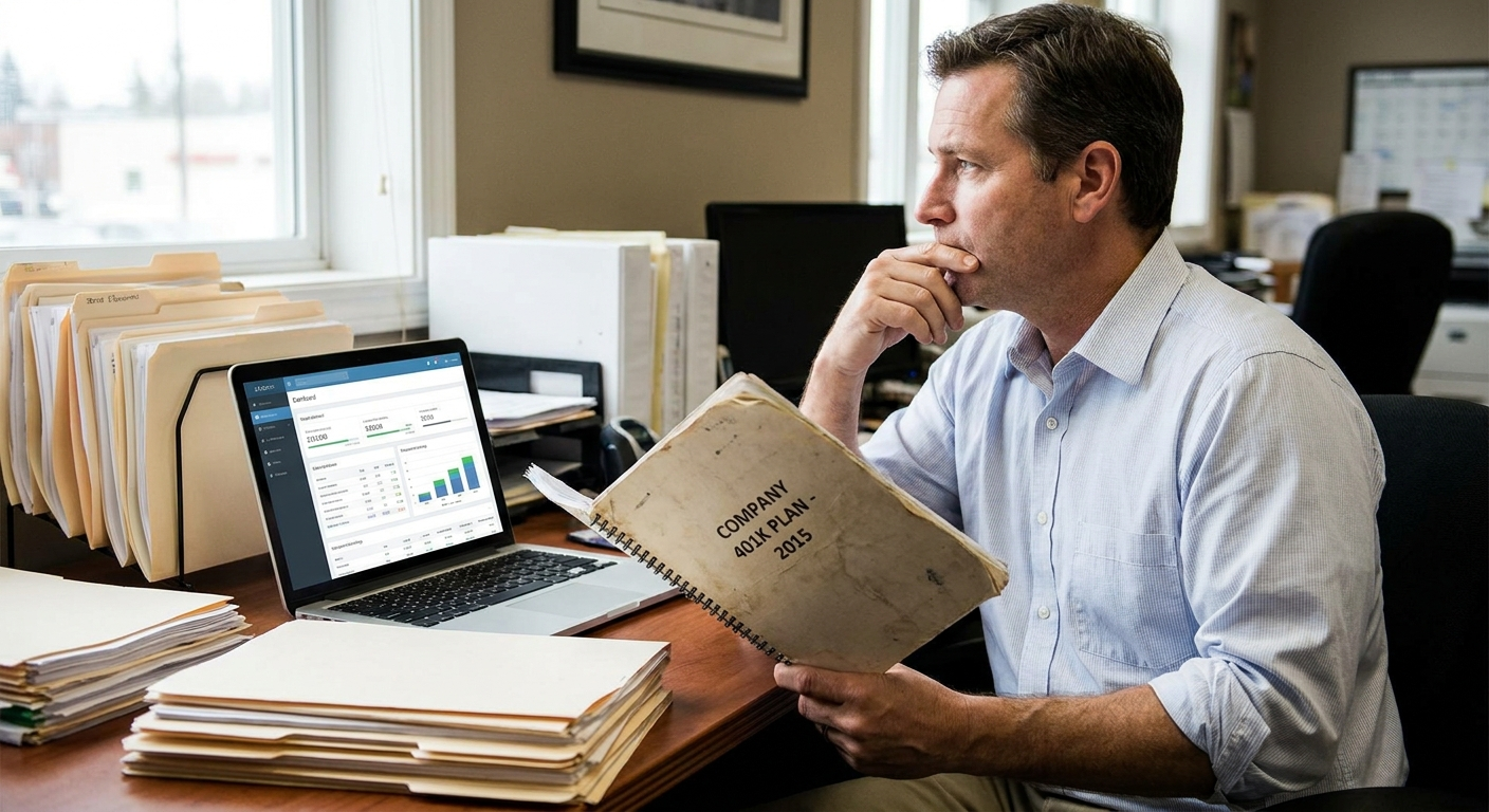 Business evaluating whether to replace an outdated 401k plan